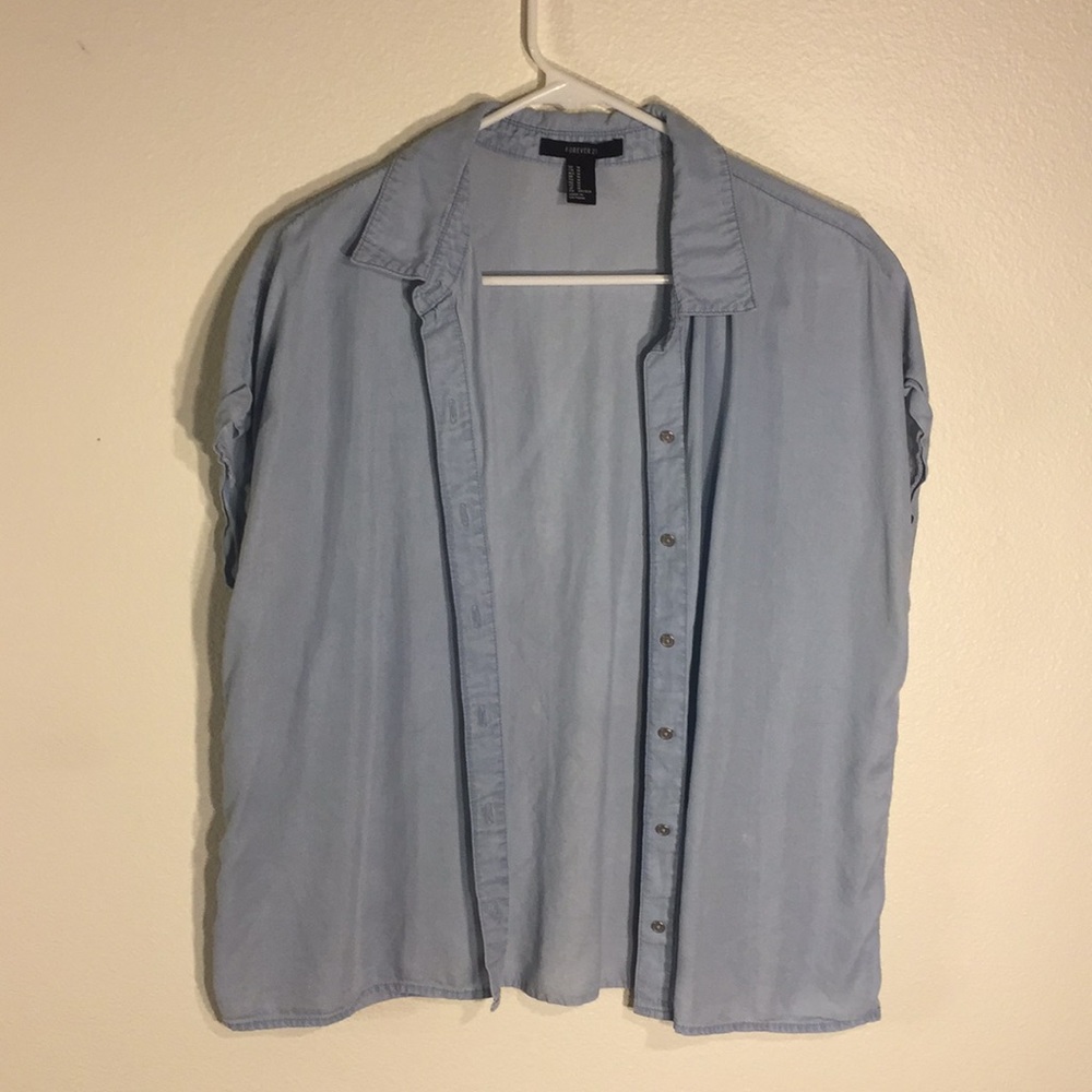 Short sleeved denim button up